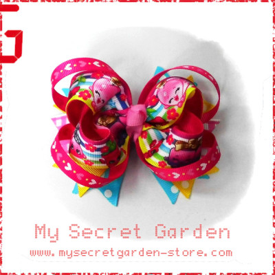 Shopkins Grosgrain Ribbon Girls 4" Boutique Bow Hair Bows Style A or B ( Hair Clip or Hair Band)  Shopkins Grosgrain Ribbon Girls 4" Boutique Bow Hair Bows Style A or B ( Hair Clip or Hair Band)